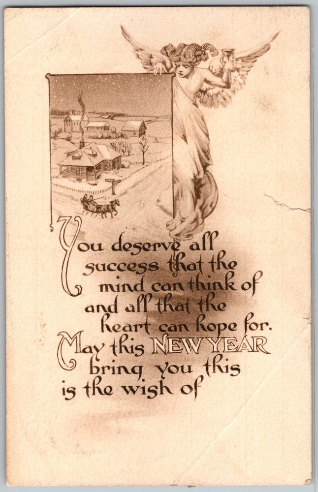 Antique Postcard New Year Angel Greeting Boulder, CO 1910s