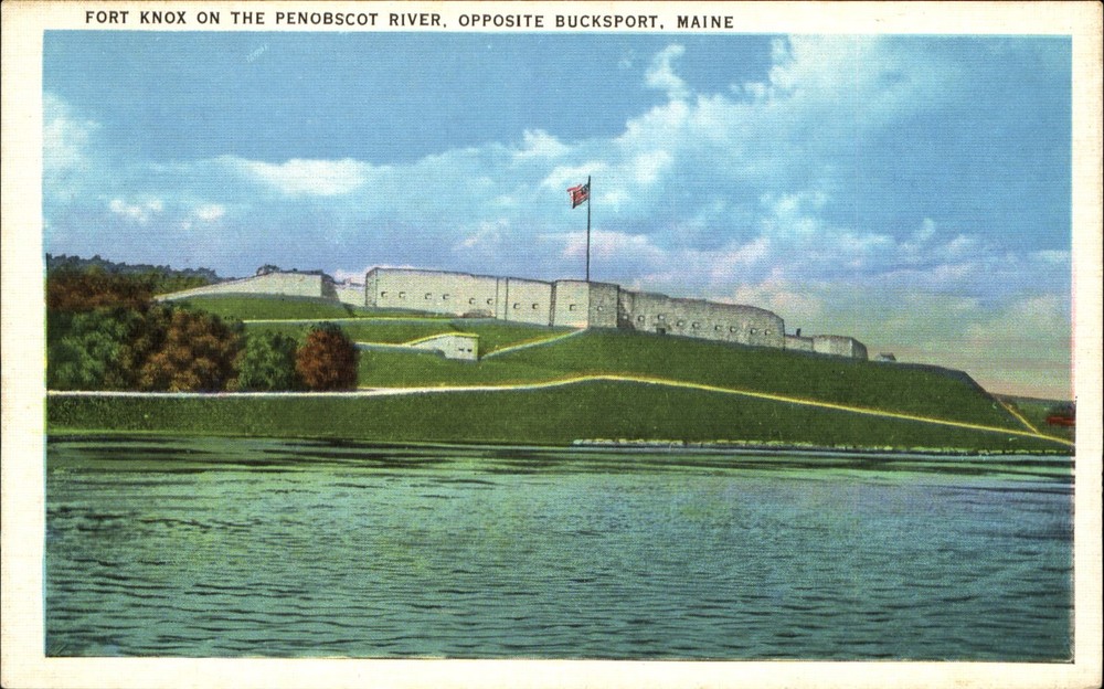 Fort Knox on Penobscot River opposite Bucksport Maine ~ 1930s vintage postcard