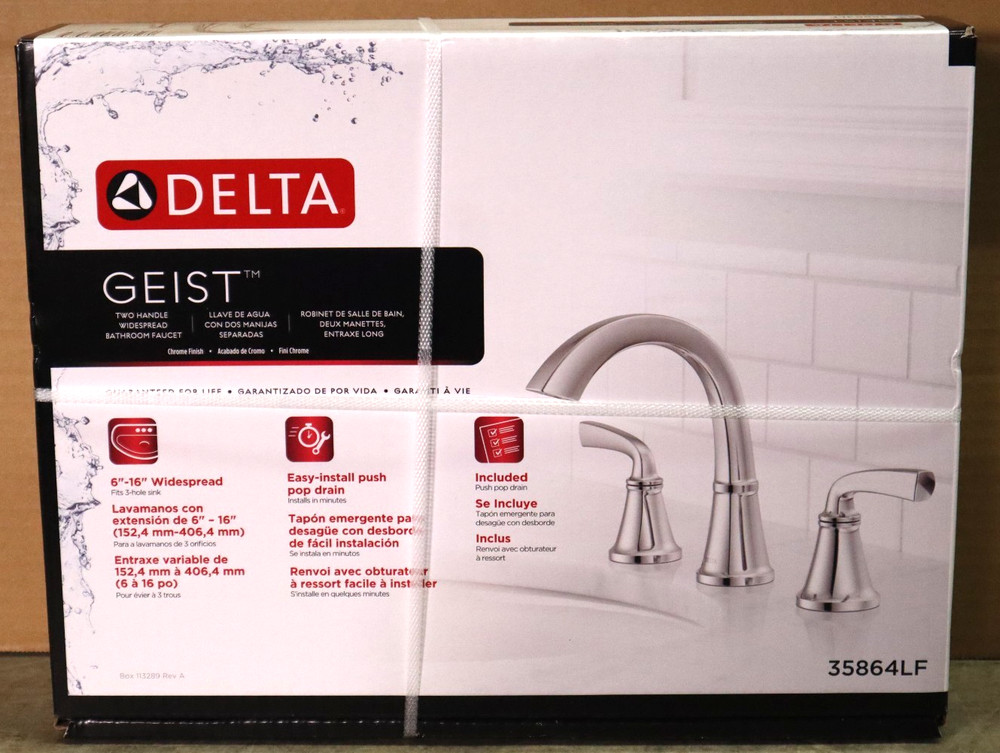 Delta 35864LF Geist 2 Handle Widespread Bathroom Sink Faucet Chrome