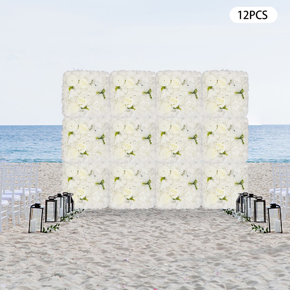 12PC Artificial Flower Wall Panel Wedding Backdrop Event Party Flower Wall Panel