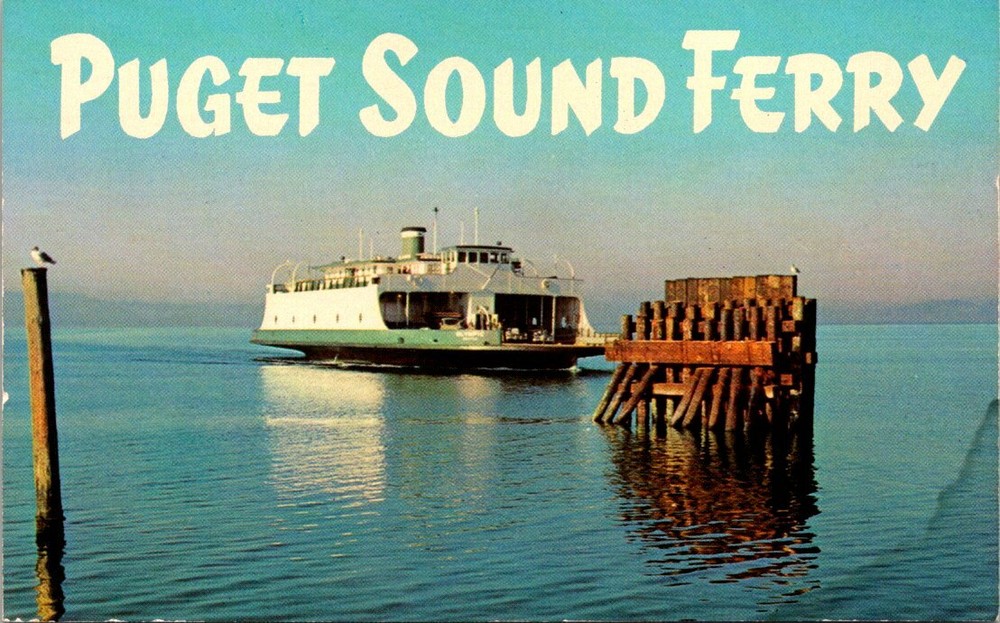 1970s MV Olympic in Puget Sound Washington State Ferry Vintage Postcard