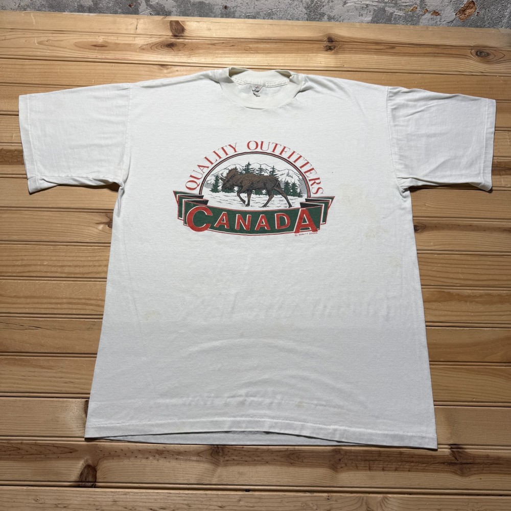 Vintage 90s Canada Quality Outfitters Moose Graphic Souvenir T-Shirt Men's Large