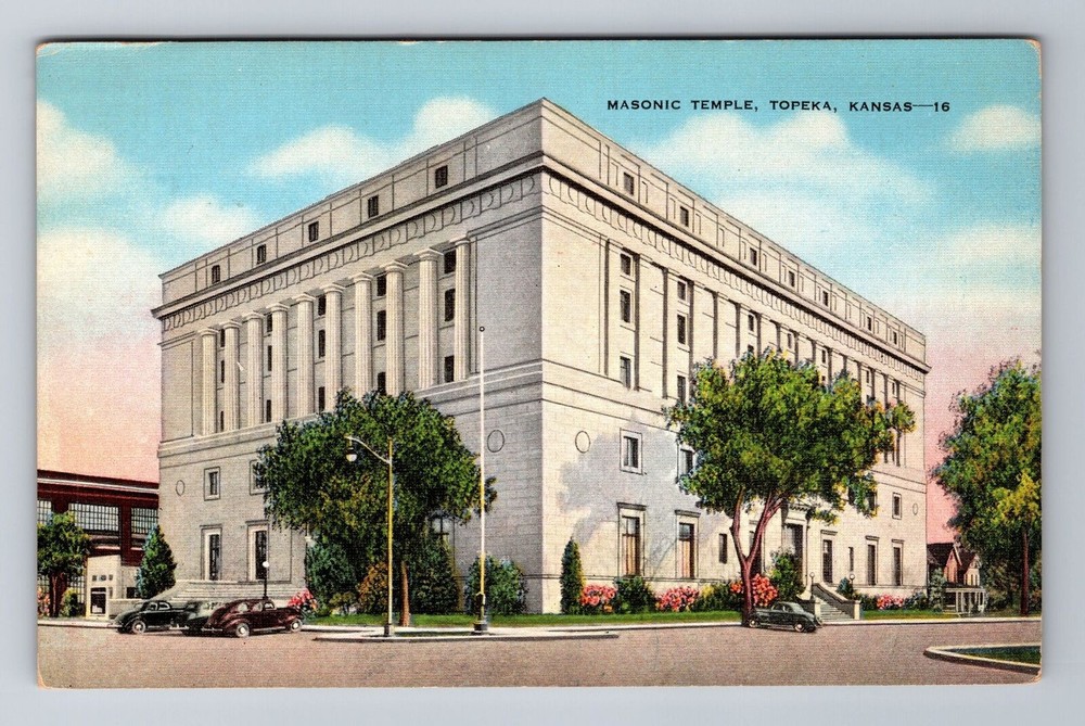 Topeka KS-Kansas, Masonic Temple, Antique, Vintage Souvenir Postcard