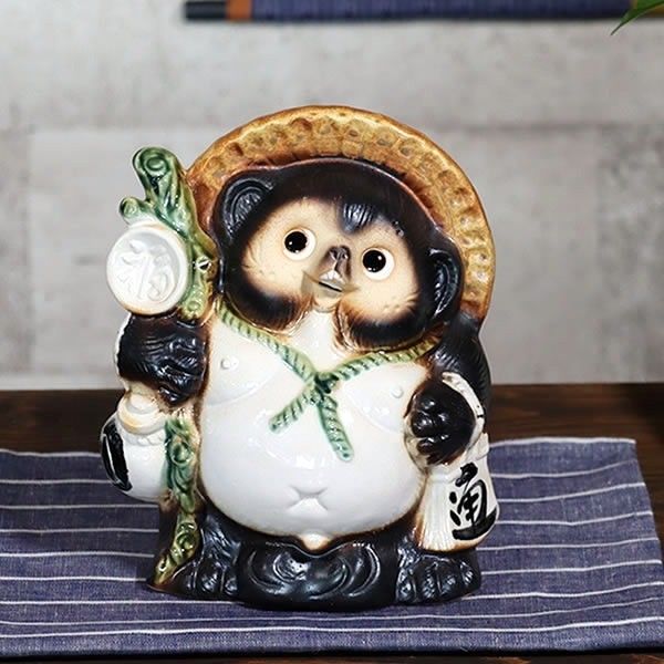 Shigaraki Ware Tanuki Japanese Raccoon Dog Statue Pottery Lucky Charm Japan NEW