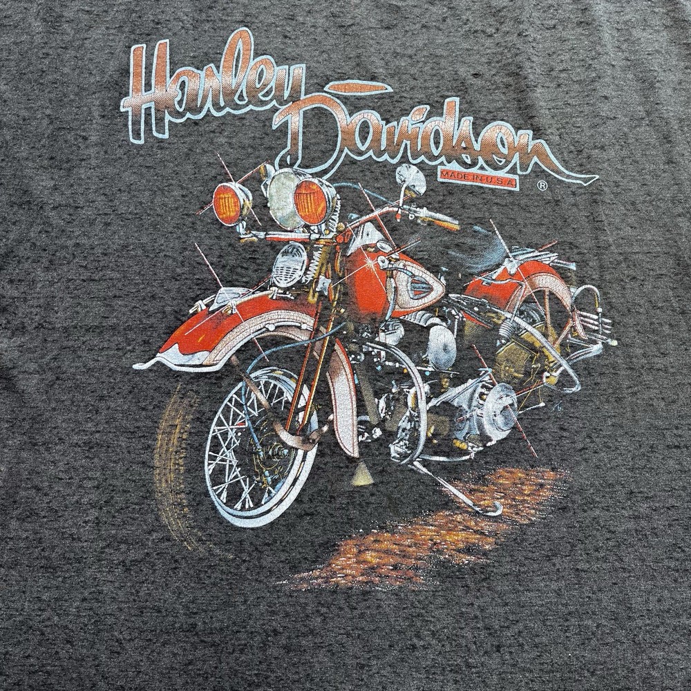 Vintage 80's 3D Emblem Harley Davidson Tee Cutoff Faded Distressed Thin Rare