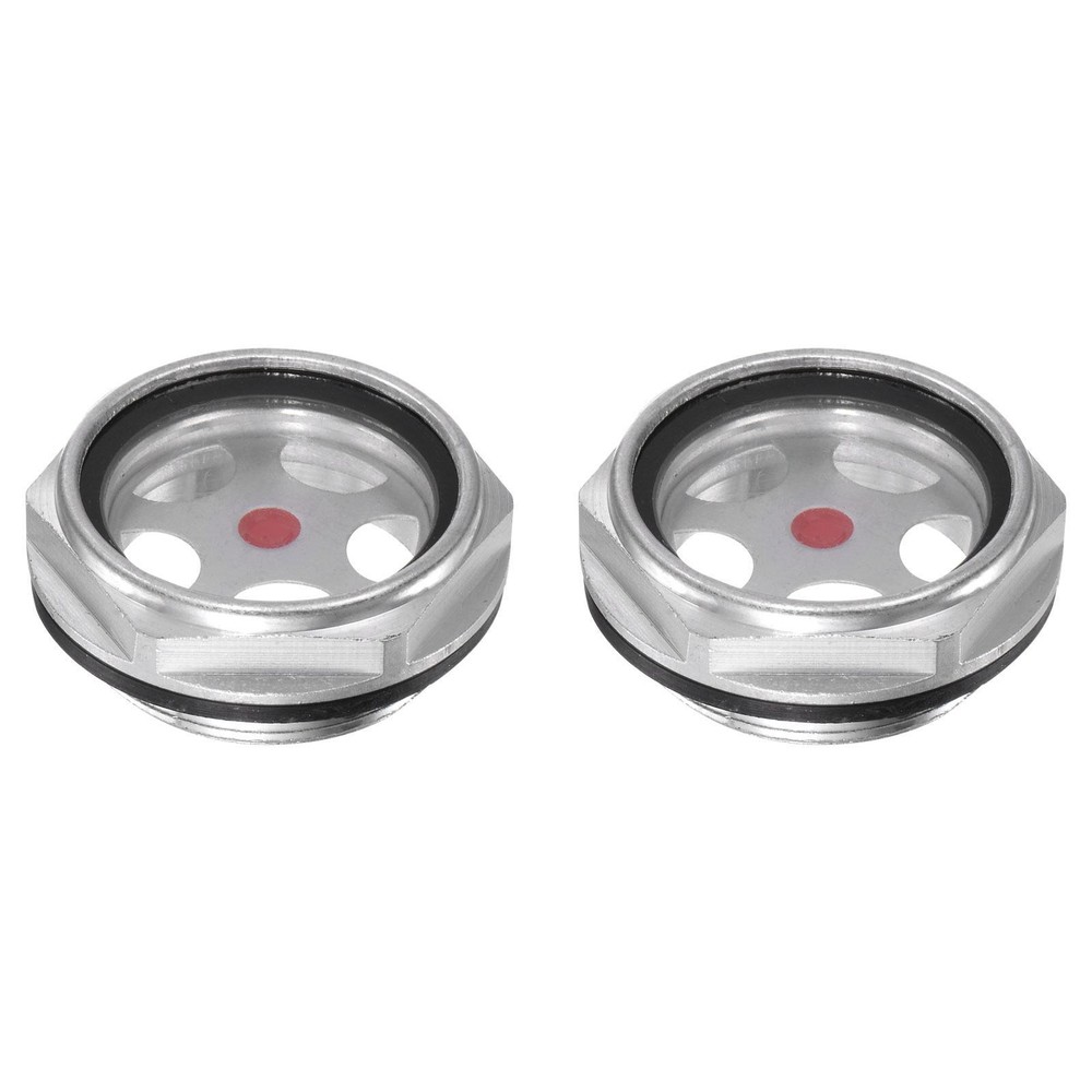 Air Compressor Oil Level Gauge Sight Glass M42x1.5mm Male Clear Glass 2Pcs