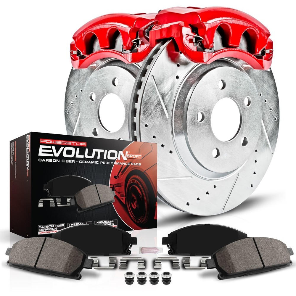 KC7417 Powerstop 2-Wheel Set Brake Disc and Caliper Kits Rear for Continental