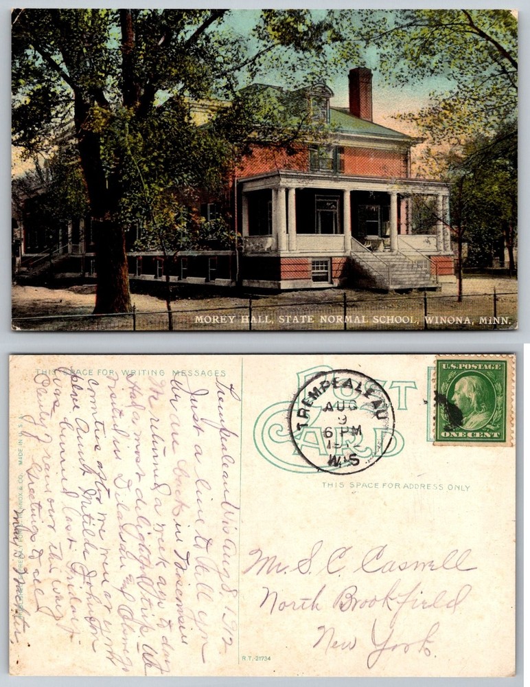 Morey Hall Winona State Normal School MN 1912 Postcard Knox & Co.