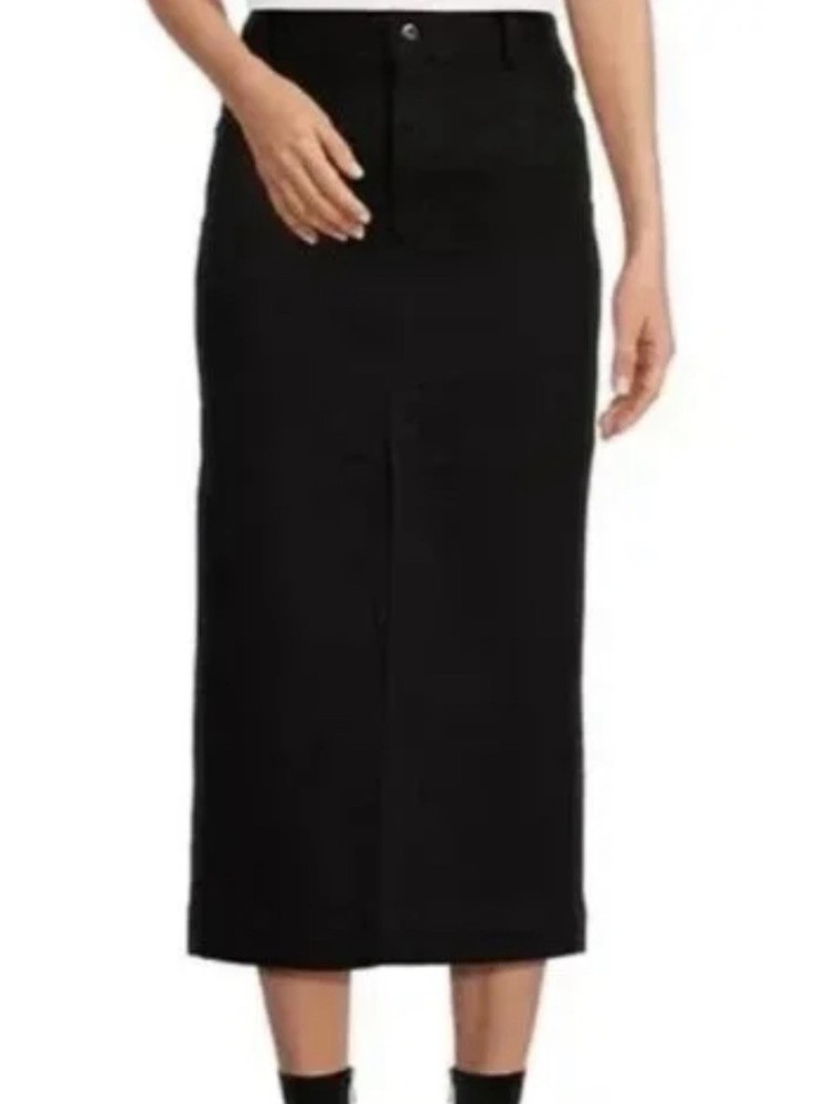 a loves a Black Denim Midi Pencil Skirt Size 27 Regular Pockets Front Slit