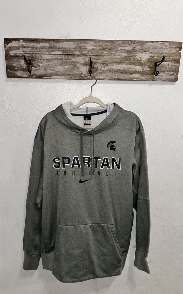 Nike Therma Fit Michigan State Spartans Pullover Hoodie Mens XXL Gray Football