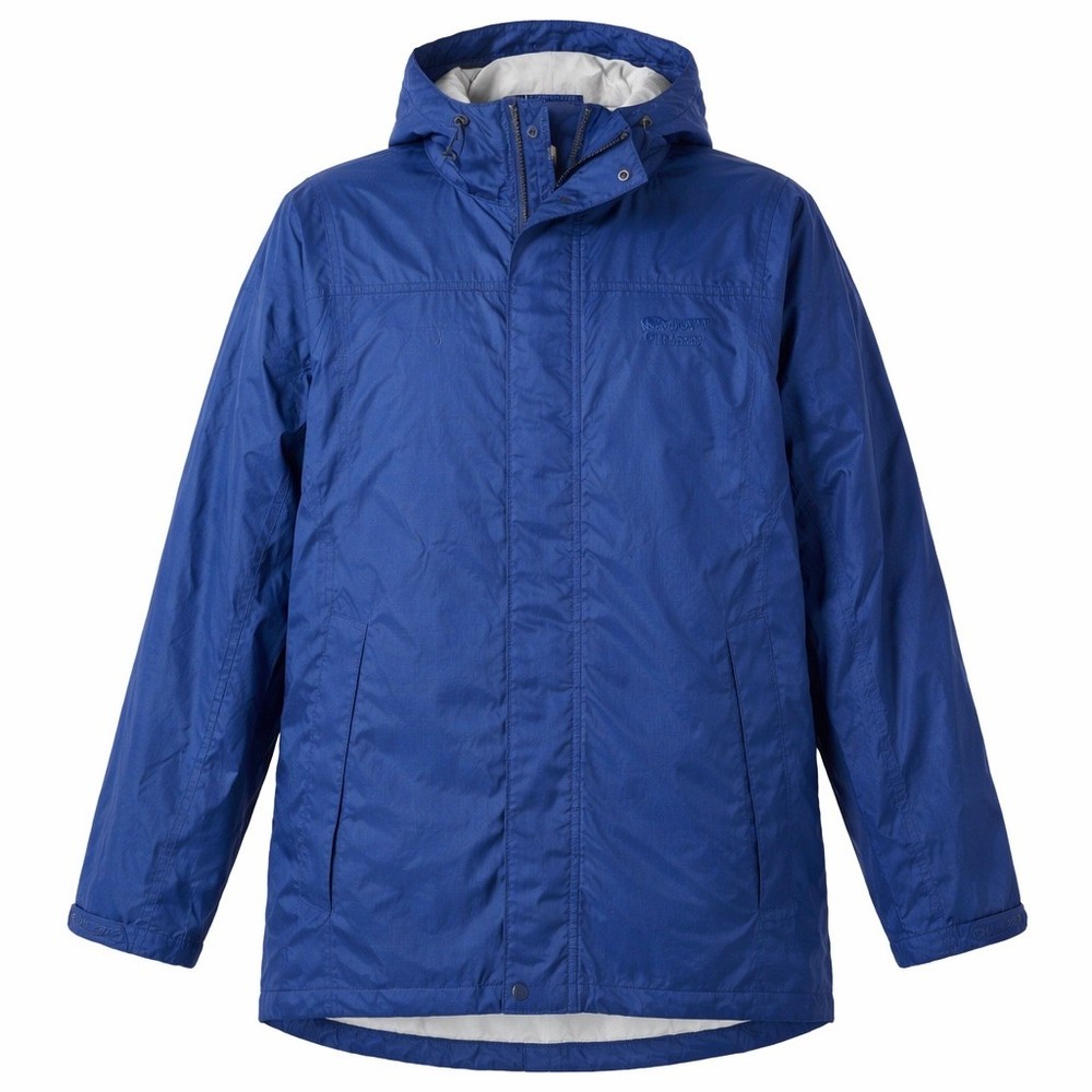 LL Bean Trail Model Rain Jacket Mens Large Tall Blue Waterproof Hooded 268317