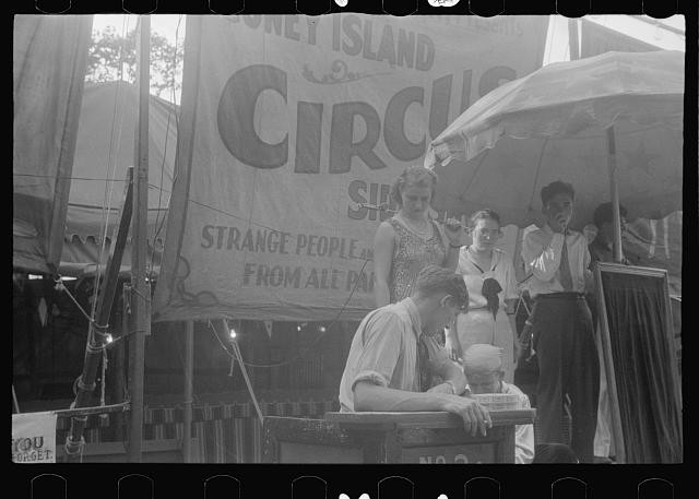 Photo:Central Ohio County Fair Sideshow Ticket Booth 1938 Circus