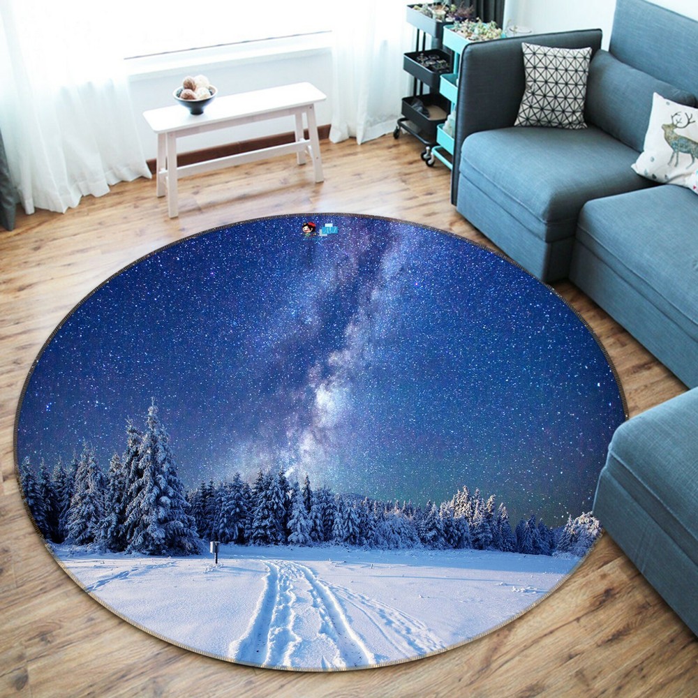 3D Snow Woods Night View NAO3784 Game Rug Mat Elegant Photo Carpet Mat Fay