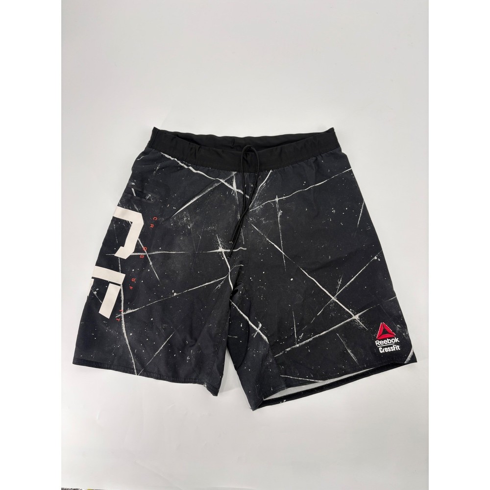 Reebok CrossFit Mens Training Shorts Black White Abstract Print Size S Small