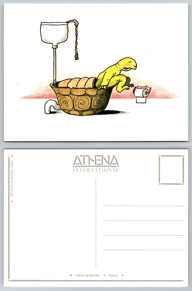 Funny Toilet Tortoise Cartoon Postcard Athena International Silvey Jex