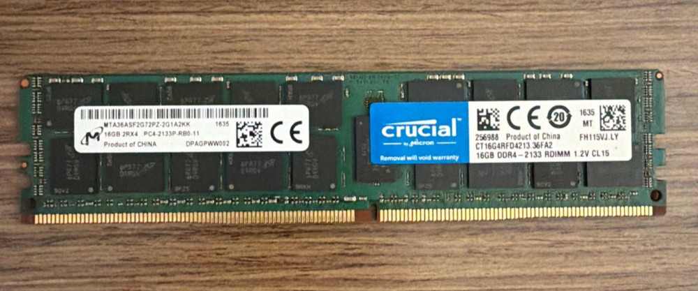 CRUCIAL 16GB 2Rx4 PC4-2133P-RB0-11 MEMORY MODULE MTA36ASF2G72PZ-2G1A2KK