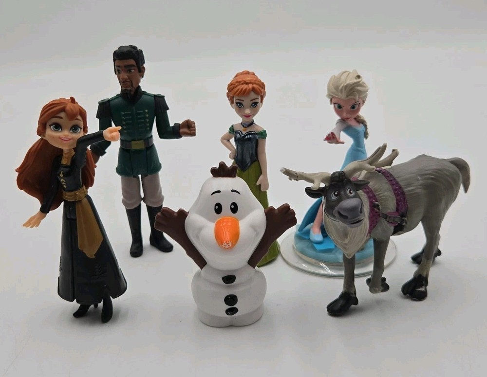 Disney Frozen Figure Lot Elsa Anna Olaf Sven Kristoff Mini Toy Cake Topper Set