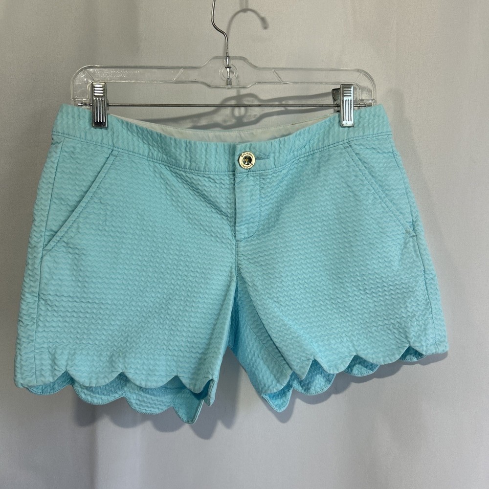 Lilly Pulitzer Blue  The Buttercup Scalloped Womens Shorts Size 2