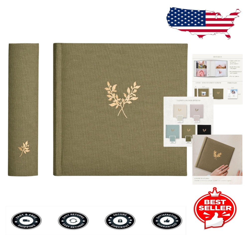 Customizable Horizontal Photo Album - 200 Acid-Free Pockets for Lasting Memories-image