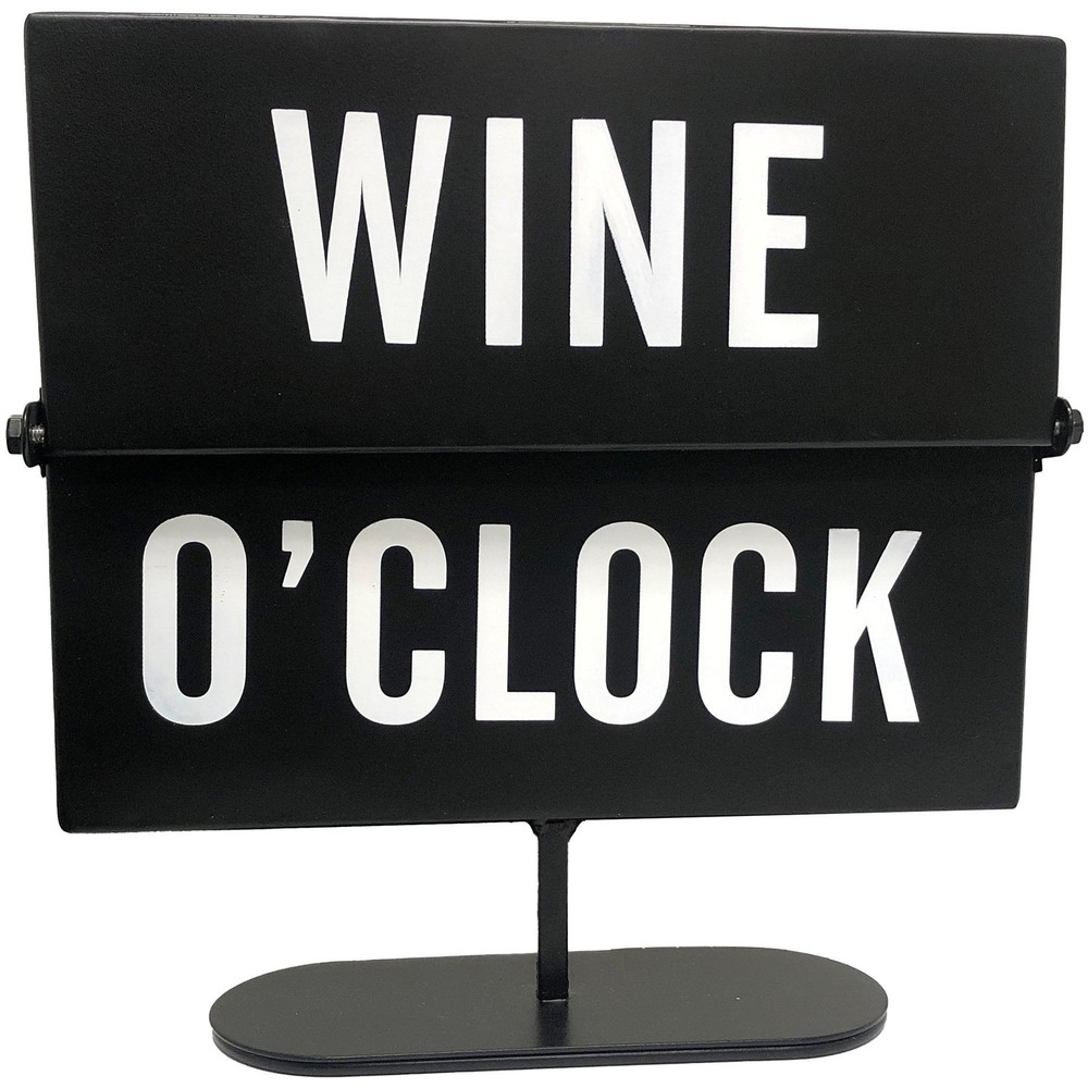 Gallery Black & White Metal Wine and Coffee Tabletop Flip Sign, 7.9