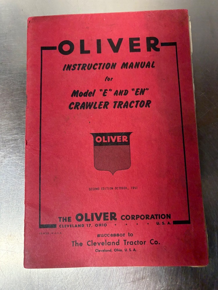 Original Oliver Cletrac E & EN Crawler Operators Manual