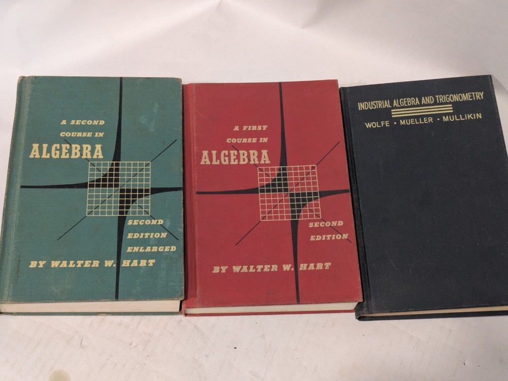 Vintage Mid Century Math Textbook Lot 1945 1951 Industrial Algebra Ford School