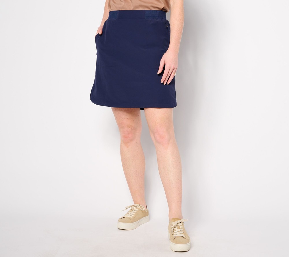 Isaac Mizrahi Live! Women's Plus Sz Skirt 4X Clubhouse Tech Skort Blue A640820