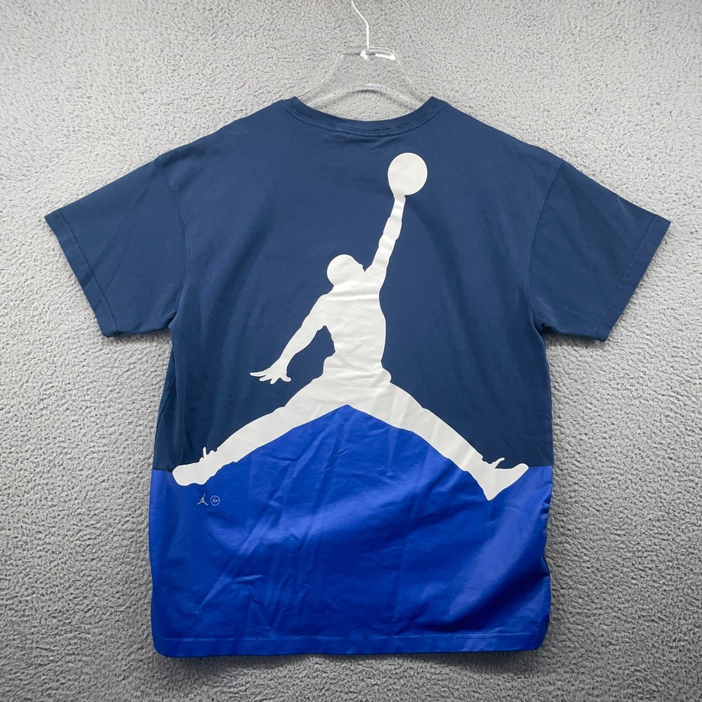 Air Jordan x Fragment Shirt Mens Large Navy Royal White Big Logo DA2985-414