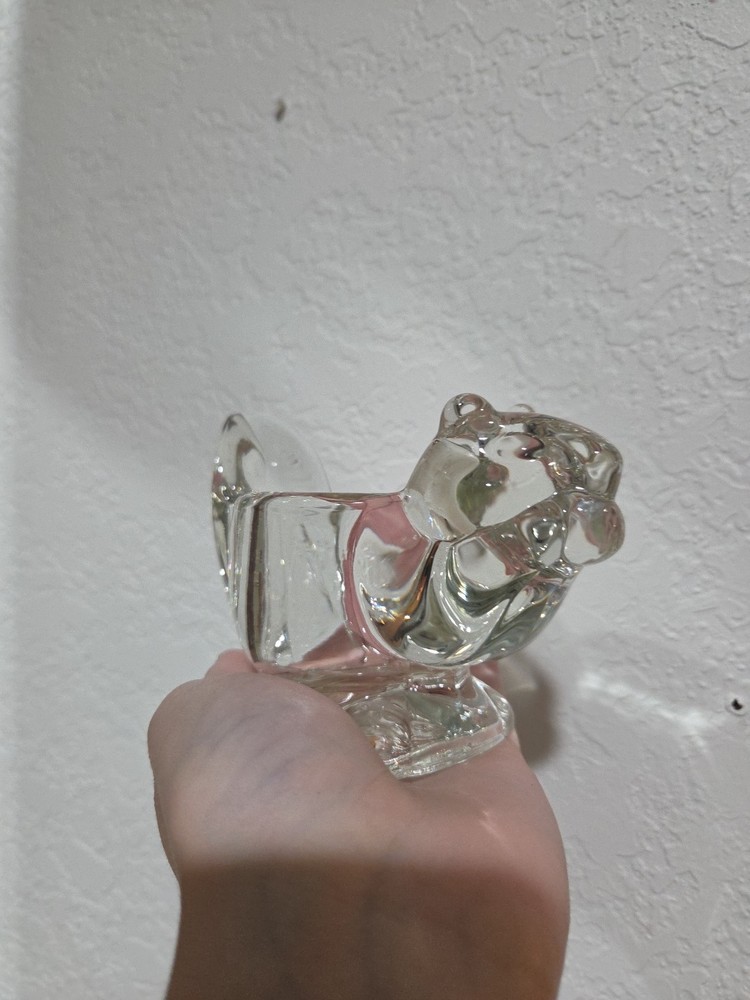 Vintage AVON Clear Glass Squirrel Figure Tea Light Votive Candle Holder