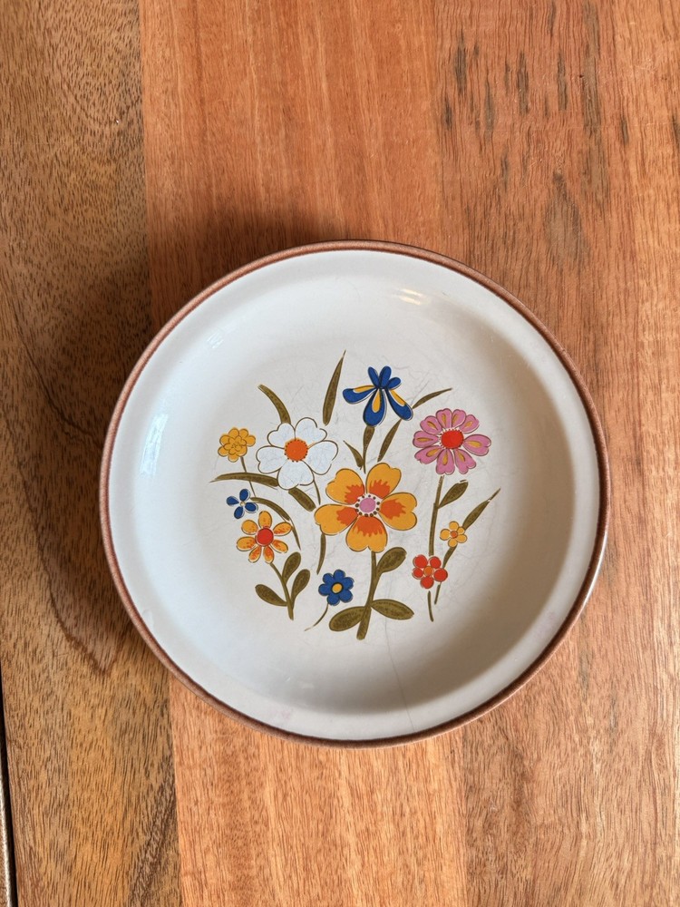 Vintage Kanney Japan SpRing Flower Stoneware Dinner Plate S-1443 Retro