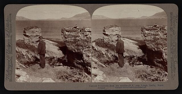 Lough Swilly North Ireland 1903 Sea Erosion Rock Formation Stereo View