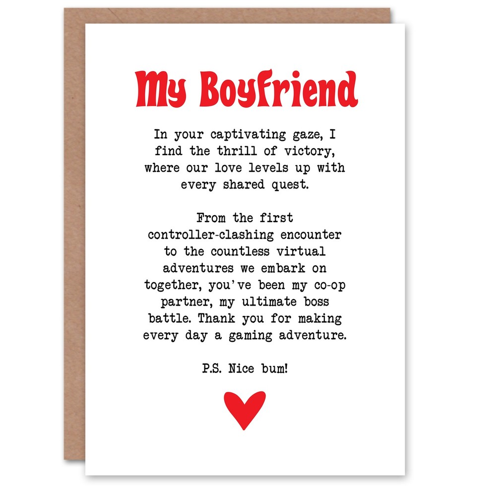 Greeting Card Love Poem Gamer Nerd Boyfriend Romantic Poetry Valentine's Day