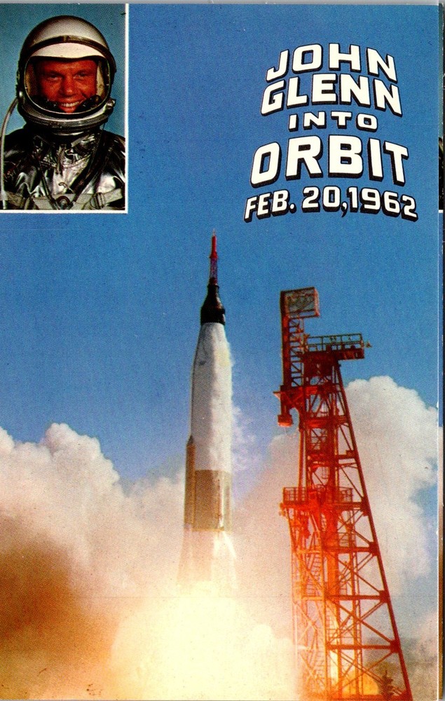 Dr Jim Stamps Postcard John Glenn Into Orbit Multiview Portrait Launch Unposted