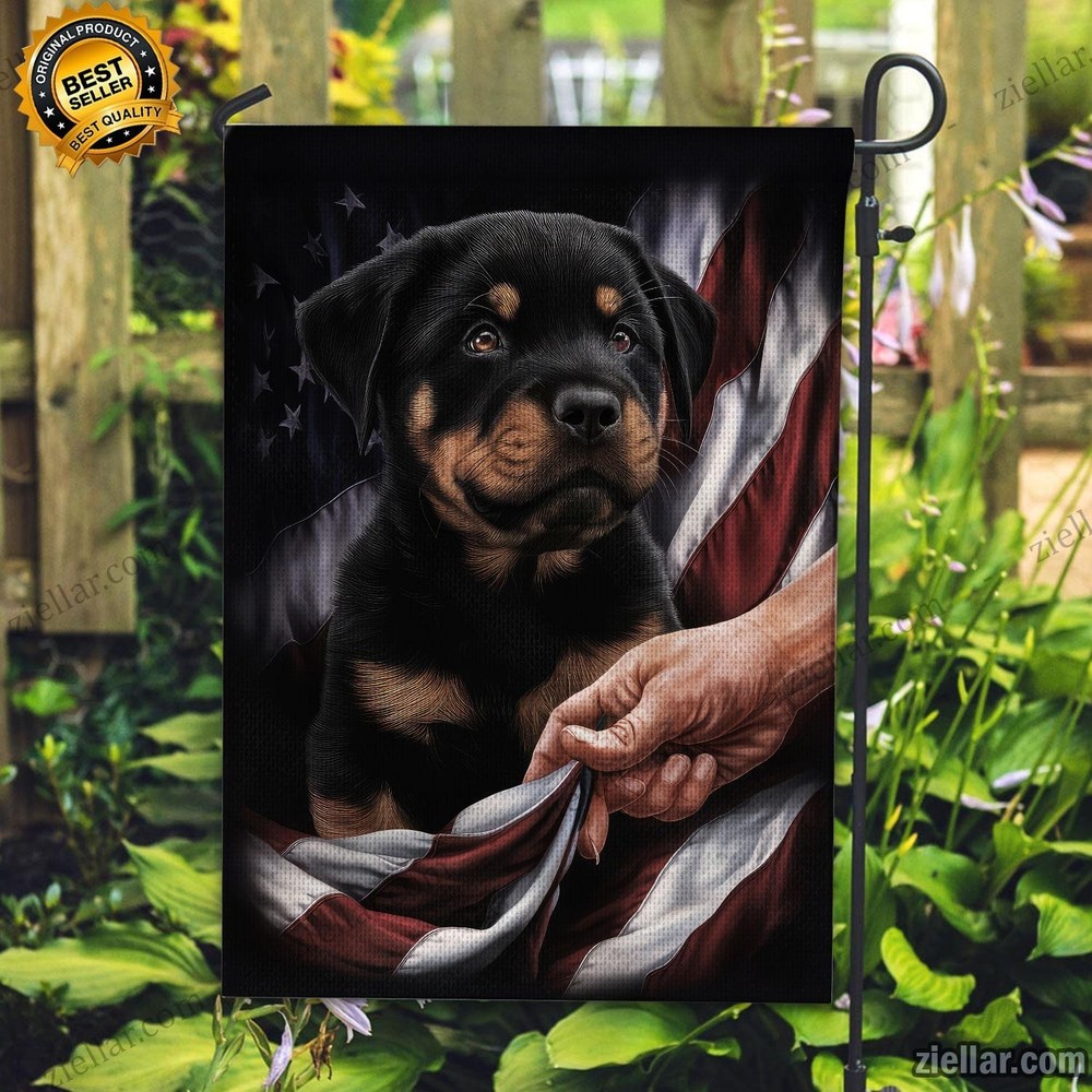 Patriotic Rottweiler Garden Flag Hand-Pulled American Outdoor Yard Decor