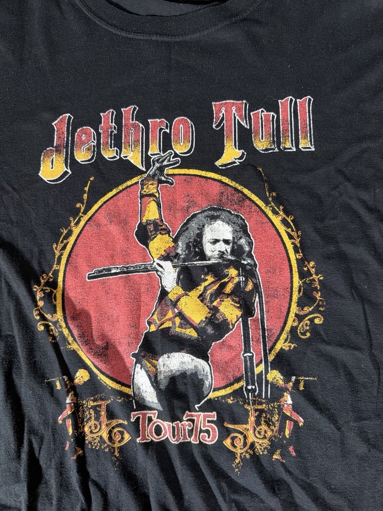 Jethro Tull US Tour 75 Band Tee Shirt Men’s XL Black Classic Rock Graphic
