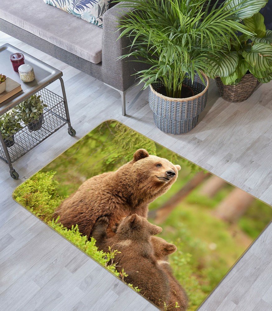 3D Breastfeeding Bear Non-Slip Rug Mat Elegant Photo Carpet O764