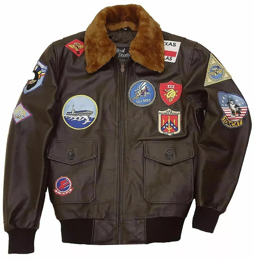 Men's Real Leather Jacket Top Gun Pete Maverick Tom Cruise Aviator Flying Jacket