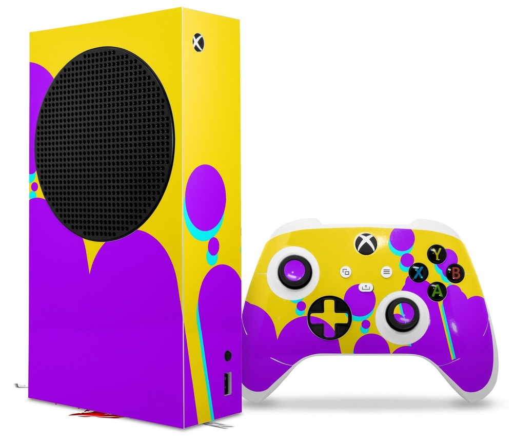Skins XBOX Series S Console Controller Drip Purple Yellow Teal