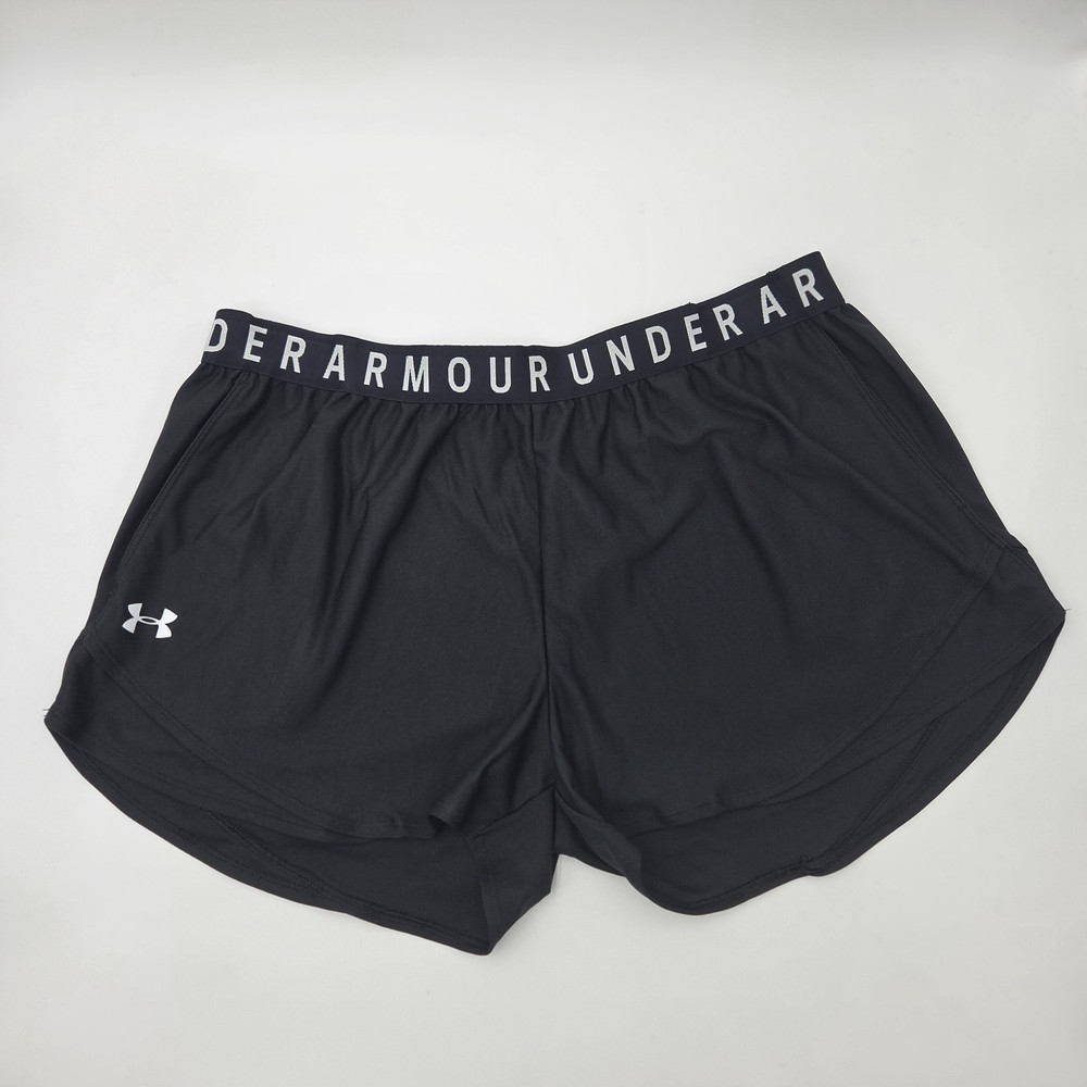 Under Armour Womens Play Up Pull On Elastic Waist Black Athletic Shorts Size XXL