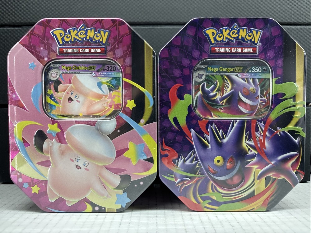 Pokemon Mega Moonlit Tin Mega Clefable & Gengar (Set of 2 Tins) Factory Sealed