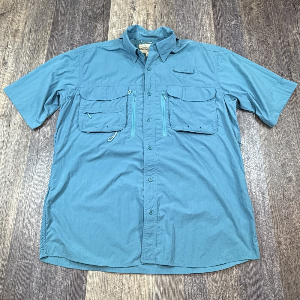 Cabelas Shirt Mens M Guidewear GXII Button Up Outdoor Fishing Utility Vent UPF
