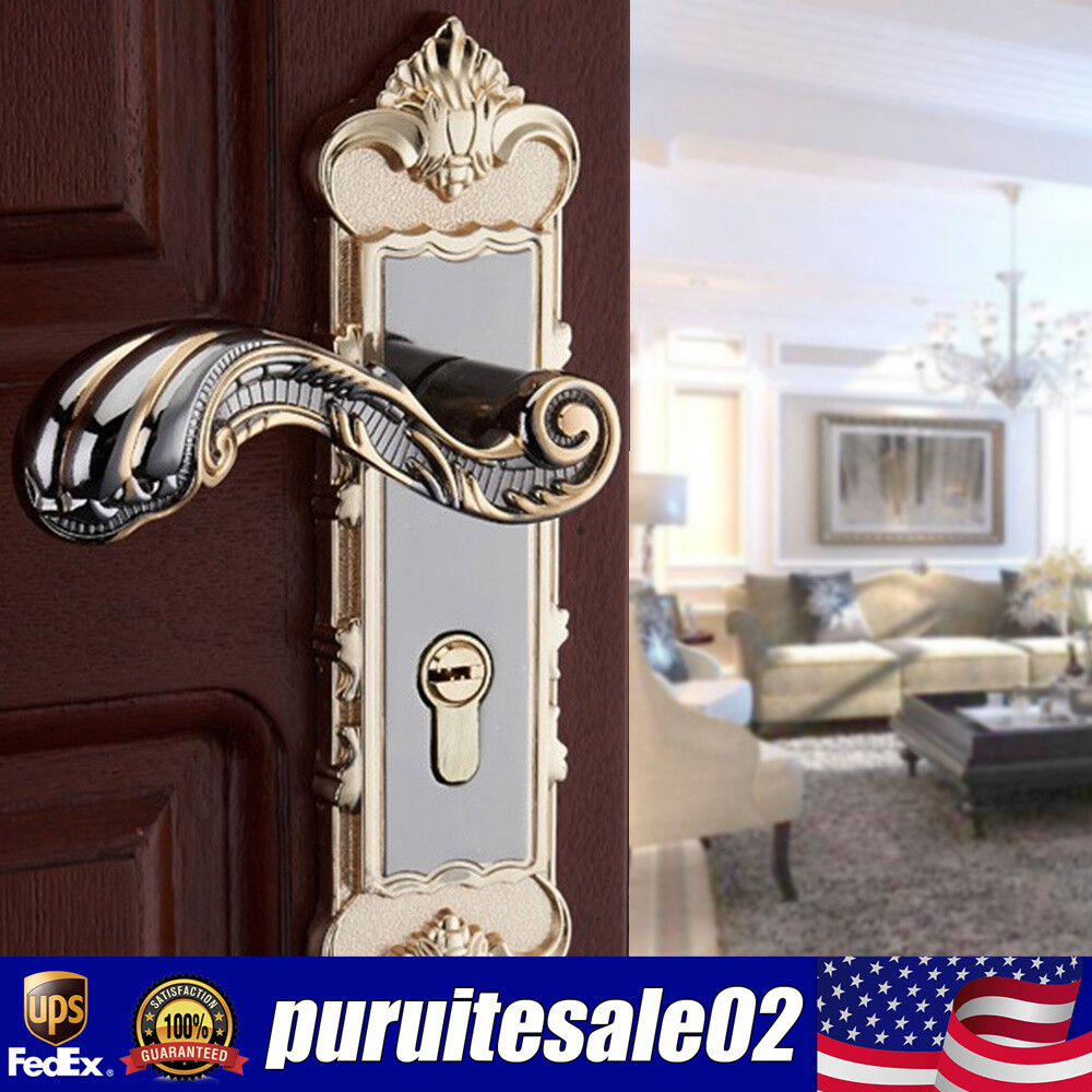 European Gold Mortise Door Lock Lever Handle for Secure Entry