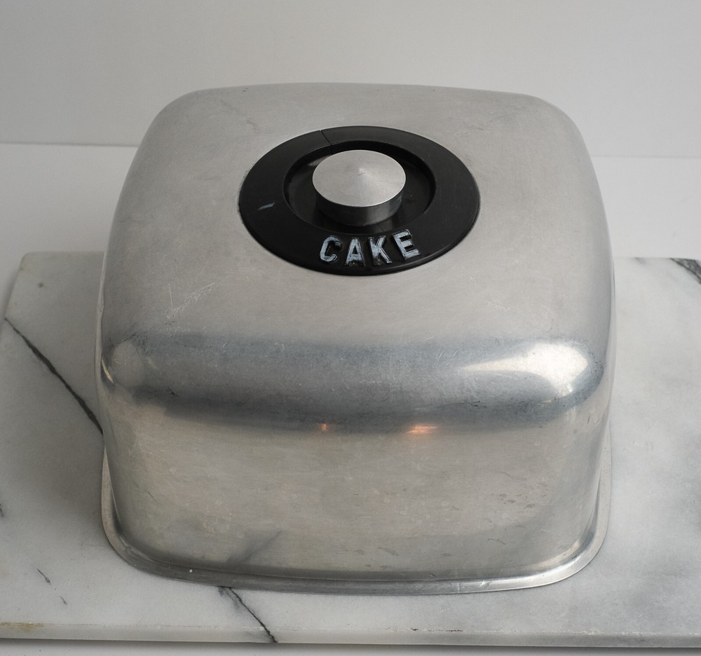 KROMEX Cake Cover Only Square Brushed Aluminum 11.5” Wide Vintage