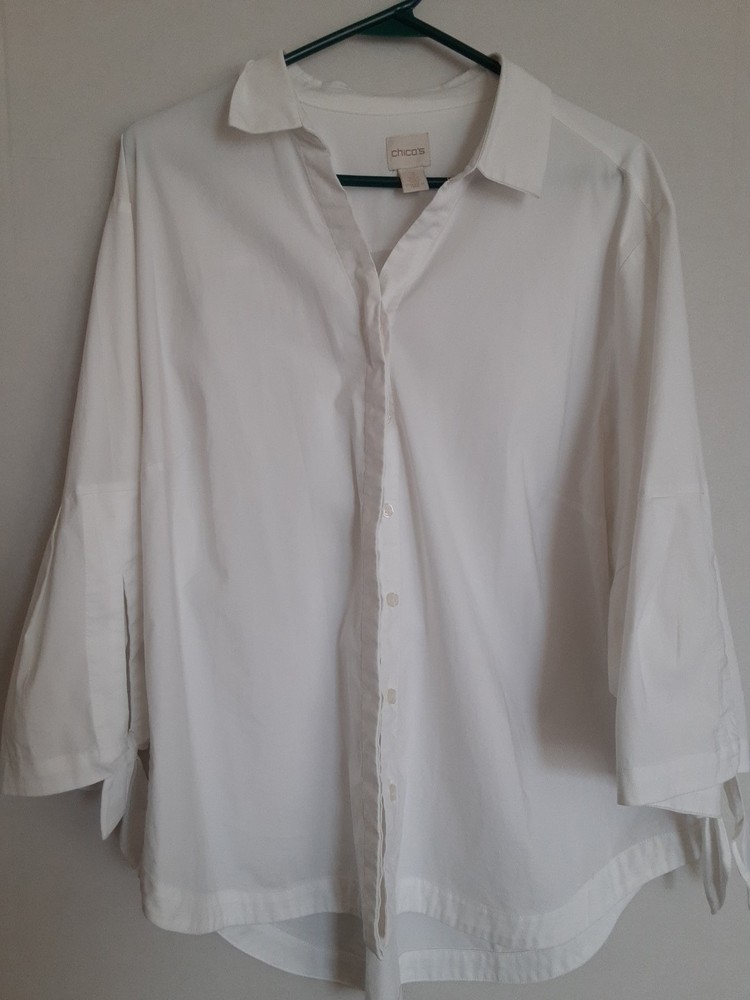 Chicos Size 3 White Button Up Top