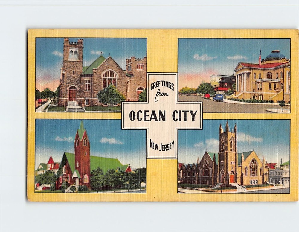 Postcard Ocean City New Jersey Greetings Vintage Architectural Landmarks USA