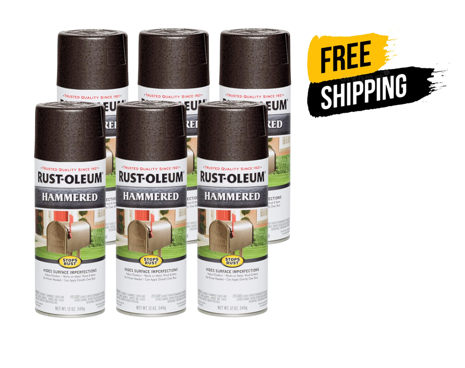 Rust-Oleum 7215830 Stops Rust Hammered Spray Paint, 12 Oz, Black, Pack of 6