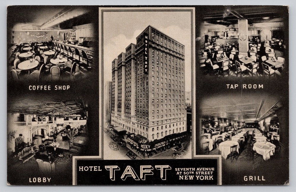 Hotel Taft New York City Multi-View Postcard - Coffee Shop Tap Room Lobby Grill