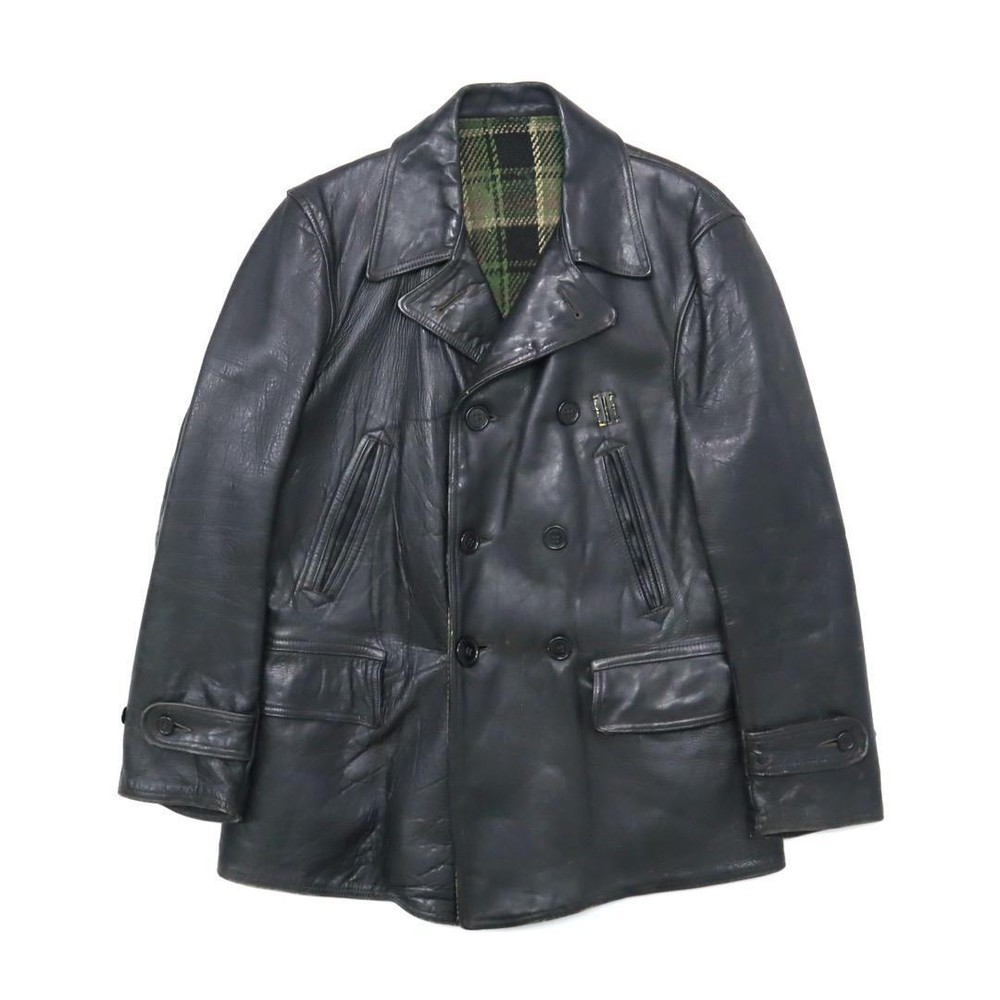 40S Vintage Horsehide Car Coat Leather Jacket Riders Old Clothes