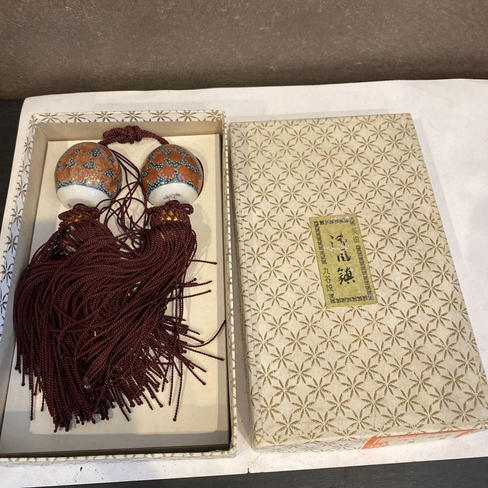Kutani Ware Fuchin Japanese Decor Hanging Scroll with Box Tassels Unused