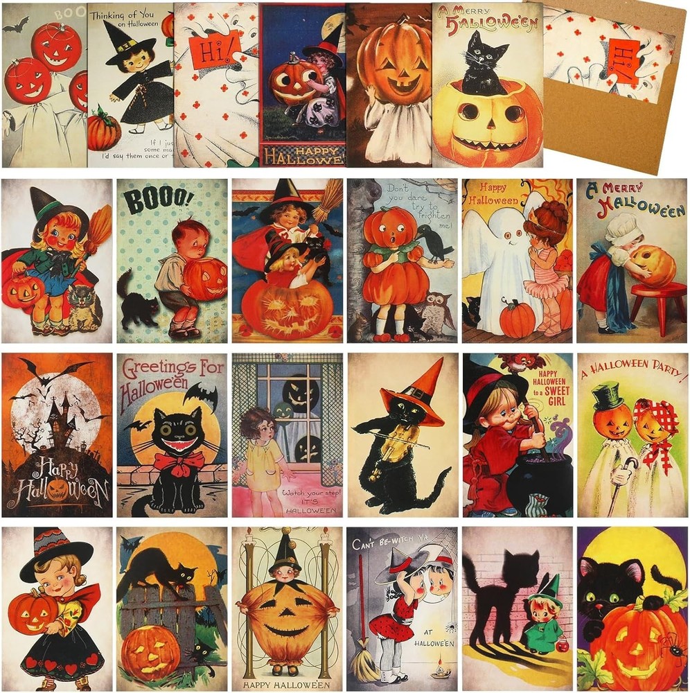 Antique Children'S Halloween Post Cards - 24 Vintage Halloween Postcards - 12 As